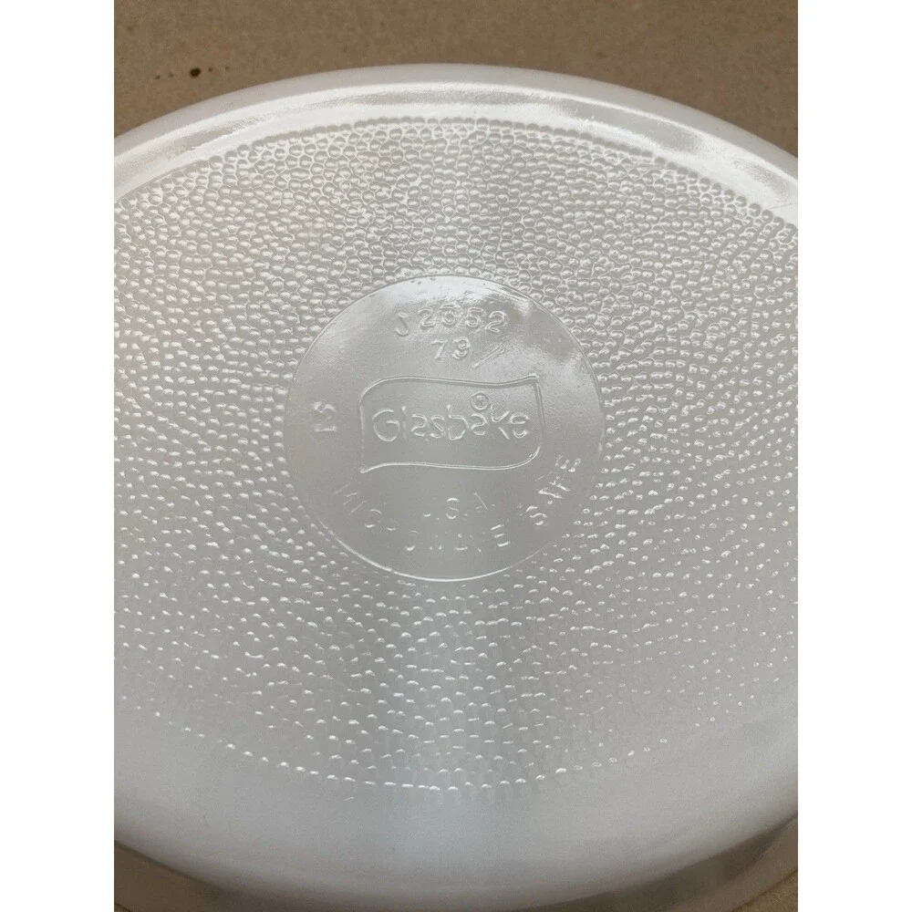 Vintage GLASBAKE White Milk Glass Oval Divided Baking Serving Dish J-2352 USA